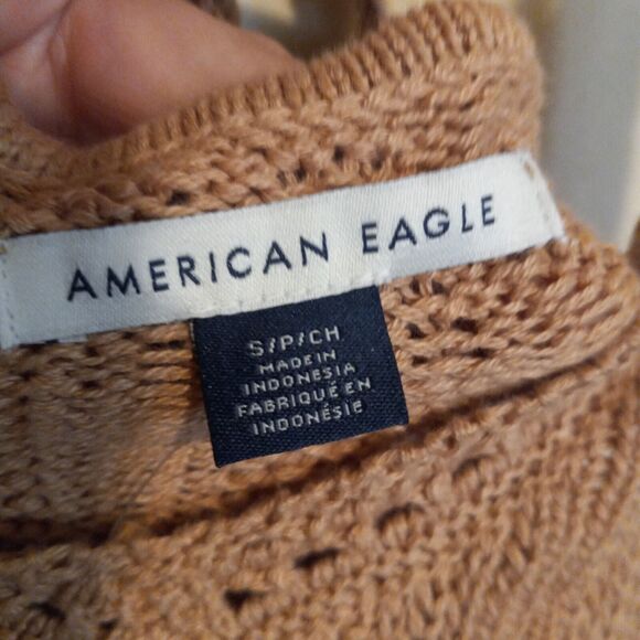 American Eagle Crochet V Neck Swing Dress-Small-Lace Up Back-Sweater Knit-NEW - Picture 9 of 10